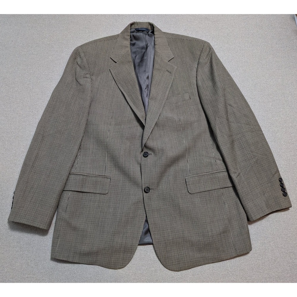 Brooks Brothers Mens Blazer Tan 43R Houndstooth Business Formal Casual Notch